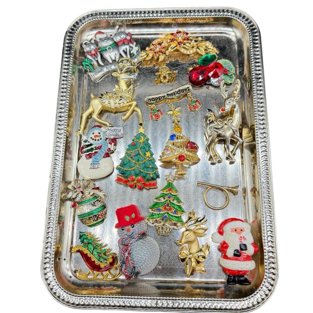 Vintage Christmas Bling Broken Costume Jewelry Lot Rhinestone  Repurpose Embelli